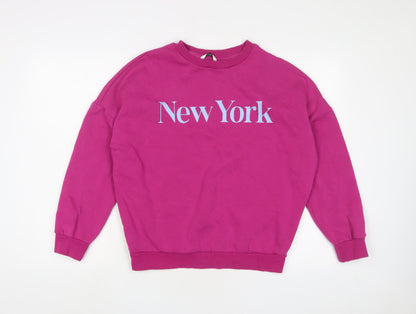 New York Womens Purple Cotton Pullover Sweatshirt Size S Pullover