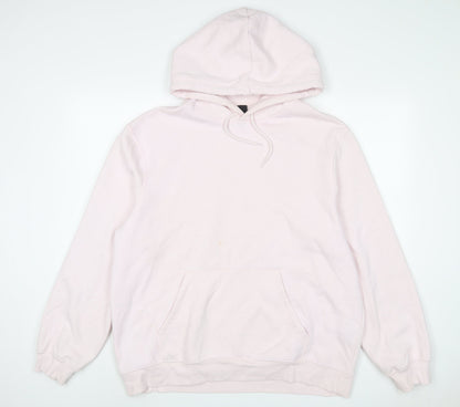 Additional front view of h7m women’s pink cotton pullover hoodie, size XL, pullover