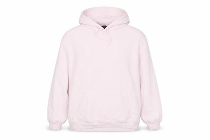Front view of h7m women’s pink cotton pullover hoodie, size XL, pullover