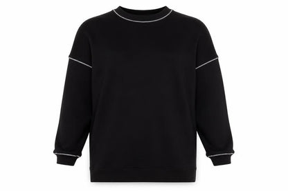 Front view of Missguided women’s black cotton pullover sweatshirt, size UK 10, pullover