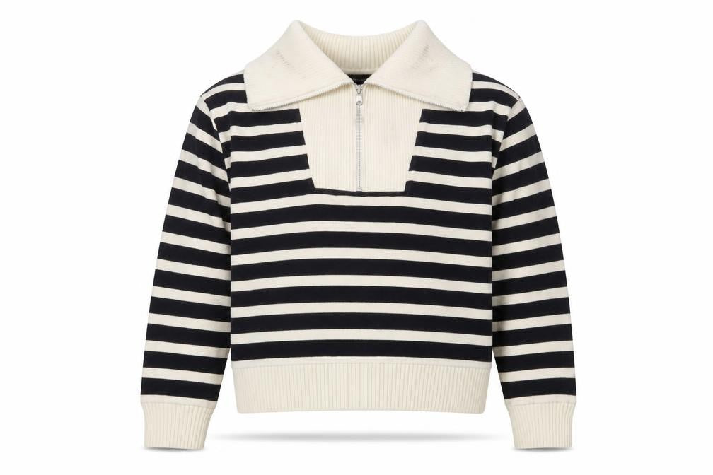 Marks & Spencer Womens Blue Striped Cotton Pullover Sweatshirt Size S Zip