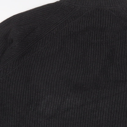 Blue Harbour Mens Blue High Neck Cotton Pullover Jumper Size M Long Sleeve