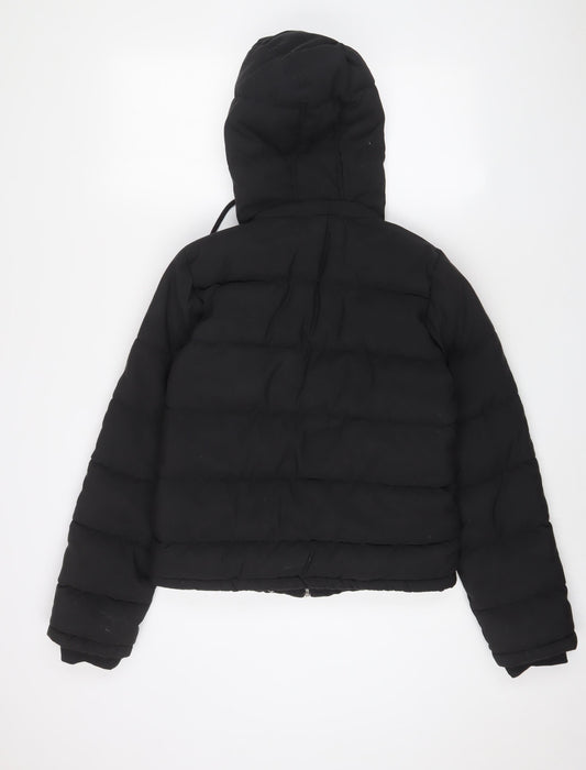 Boohoo Womens Black Quilted Coat Size 10 Zip