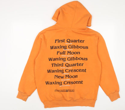 Bershka Womens Orange Cotton Pullover Hoodie Size S Pullover - Full moon