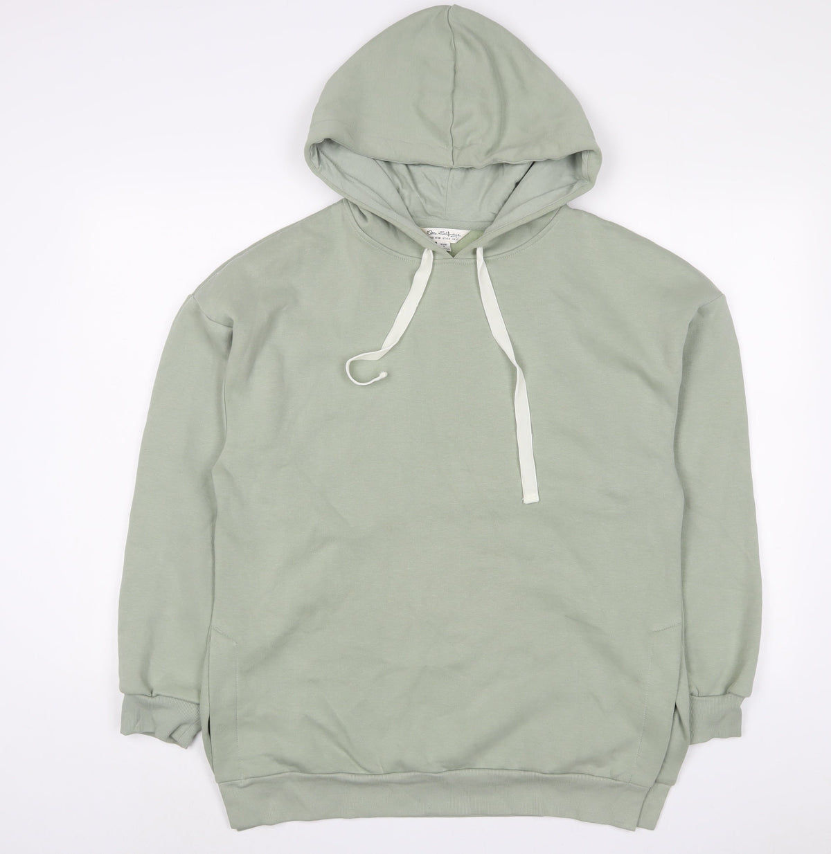 Additional front view of Miss Selfridge women’s green cotton pullover hoodie, size S, pullover