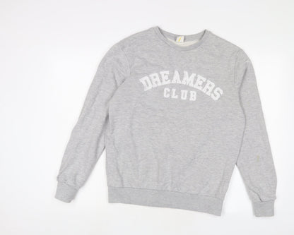 Dreamers Club Womens Grey Cotton Pullover Sweatshirt Size M Pullover - Embroidered