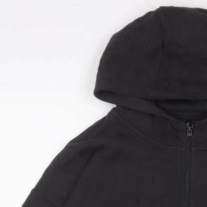 Marks and Spencer Boys Black Cotton Full Zip Hoodie Size 13-14 Years Zip - Free Spirit