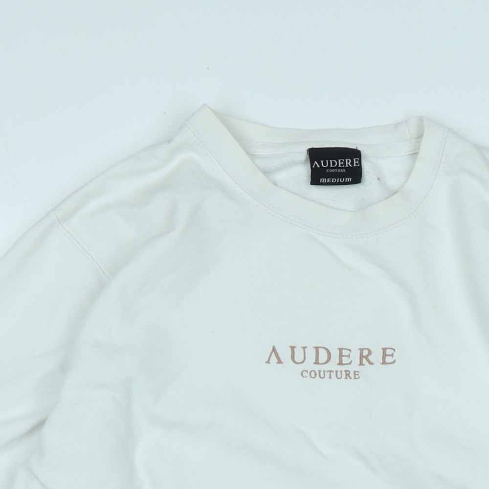 Audere Couture Womens White Polyester Pullover Sweatshirt Size L