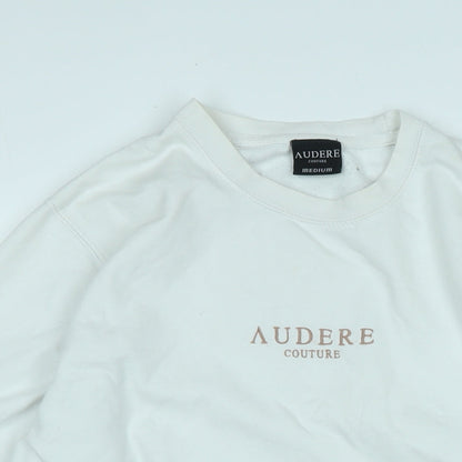 Audere Couture Womens White Polyester Pullover Sweatshirt Size L