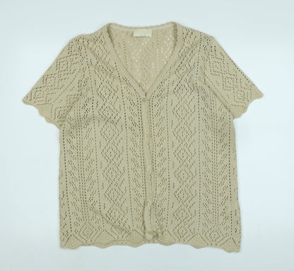 Womens UK Size 14 Daxon Beige Cardigan Jumper