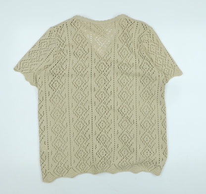 Womens UK Size 14 Daxon Beige Cardigan Jumper