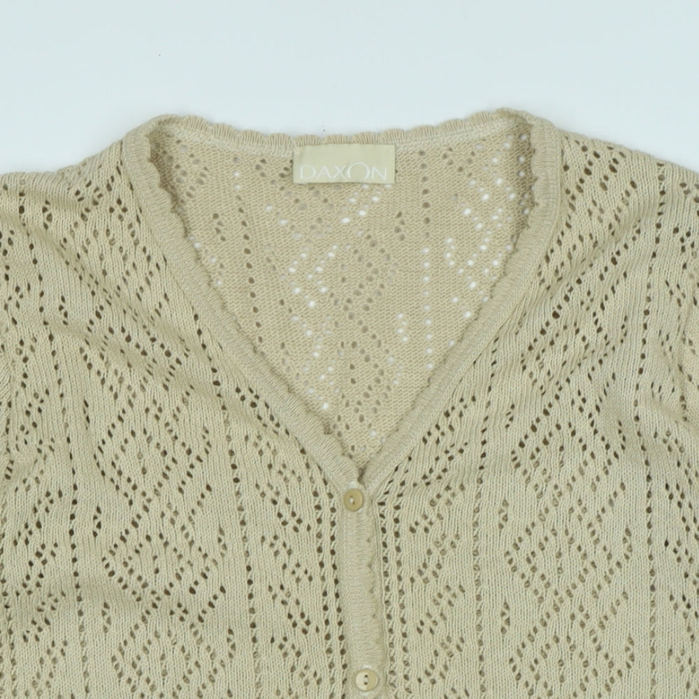Womens UK Size 14 Daxon Beige Cardigan Jumper