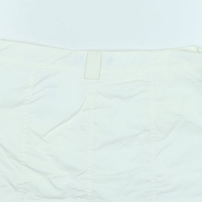 Zara Womens White Cotton A-Line Skort Size S Regular Zip