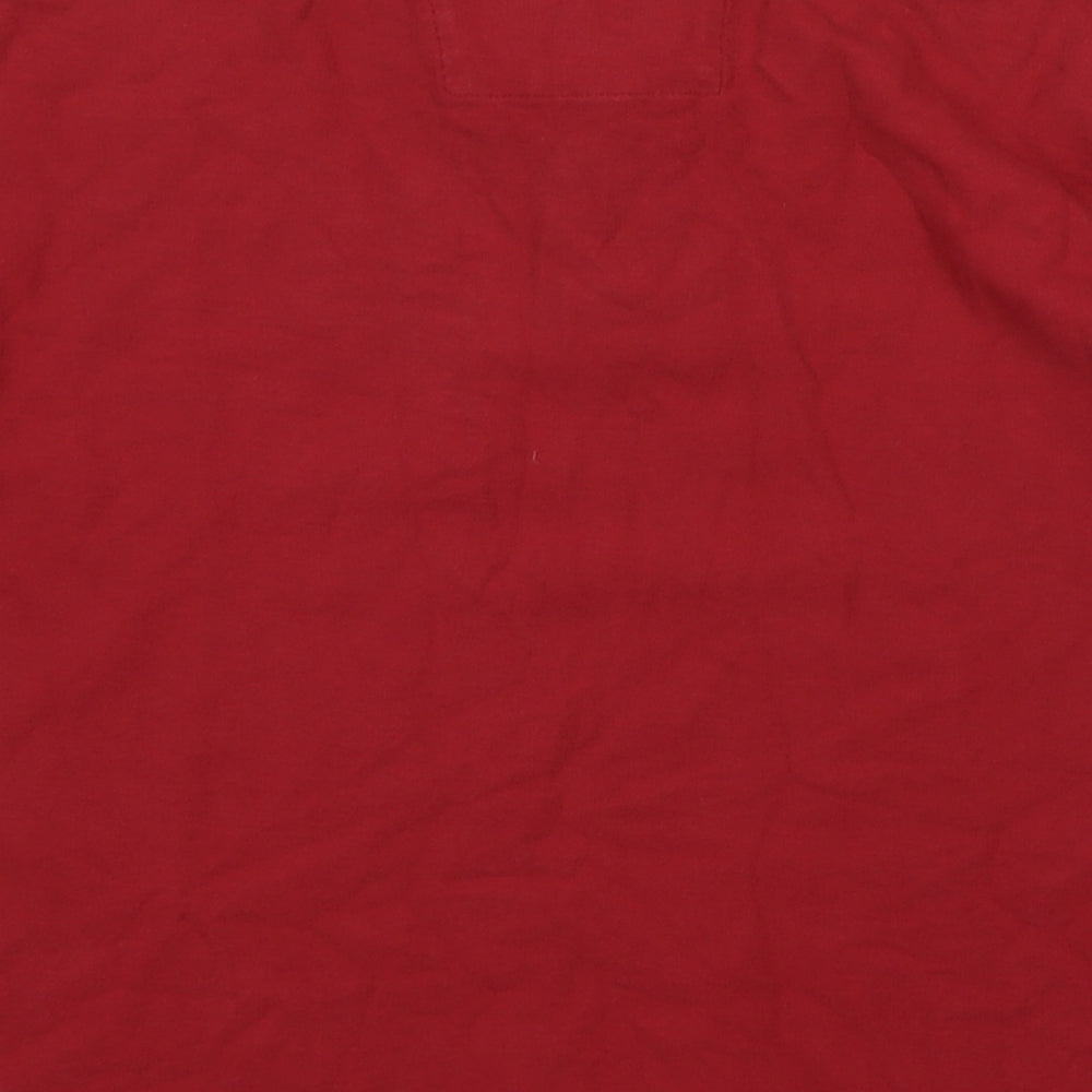 Marks and Spencer Mens Red Cotton Polo Size M Collared Button