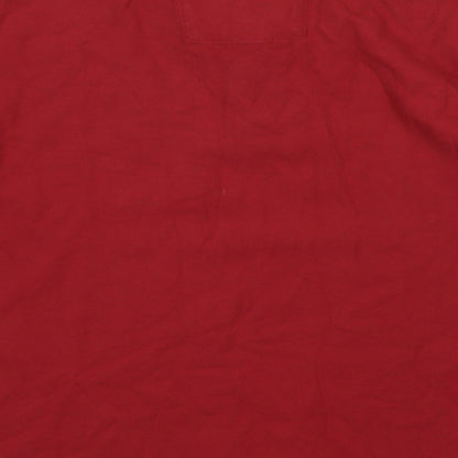 Marks and Spencer Mens Red Cotton Polo Size M Collared Button