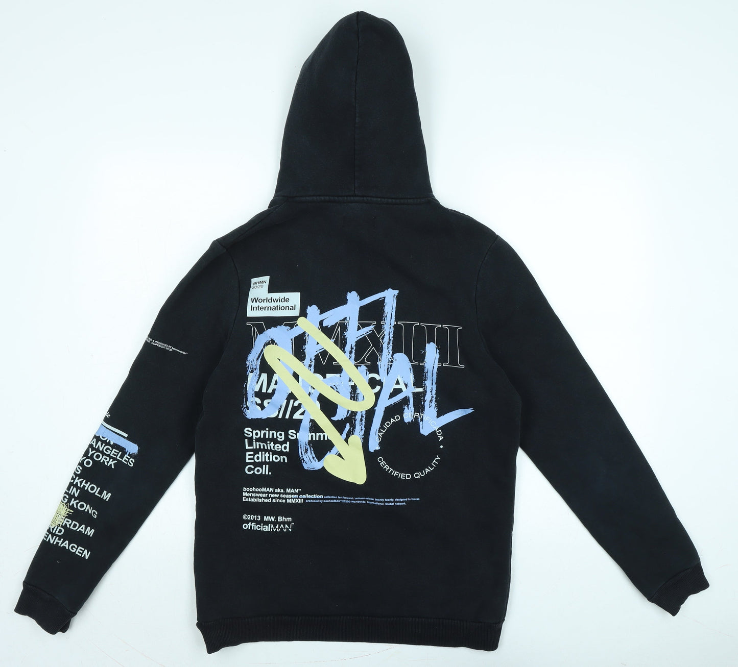 Mens UK Size XS boohoo man Black Pullover Hoodie