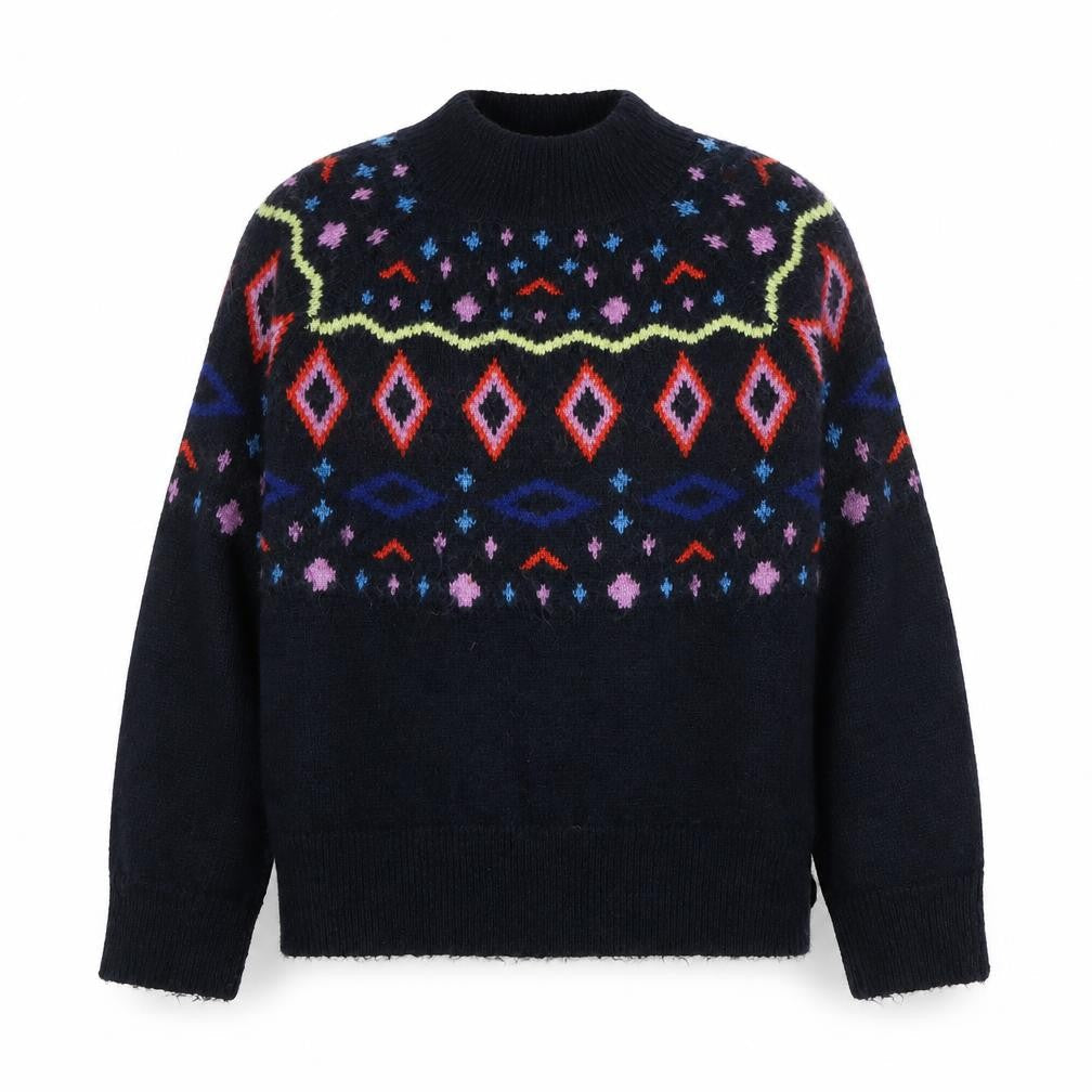 Marks & Spencer Womens Blue Mock Neck Polyester Pullover Jumper Size L