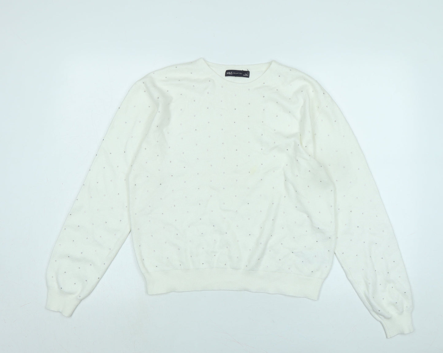 Womens UK Size M Marks and Spencer Ivory Pullover Jumper
