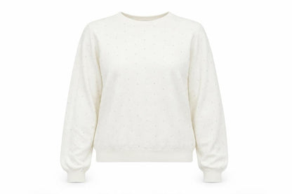 Marks & Spencer Womens Ivory Crew Neck Polyester Pullover Jumper Size M