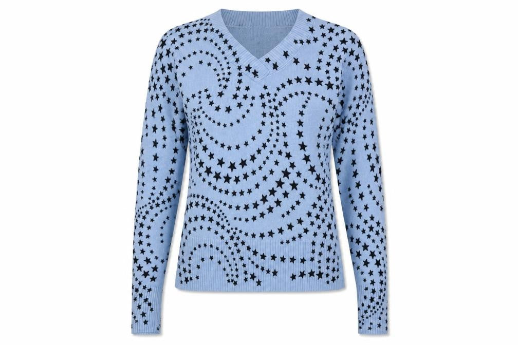Marks & Spencer Womens Blue V-Neck Acrylic Pullover Jumper Size S