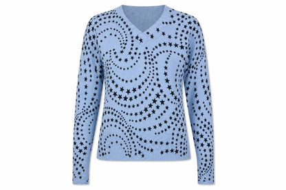 Marks & Spencer Womens Blue V-Neck Acrylic Pullover Jumper Size S