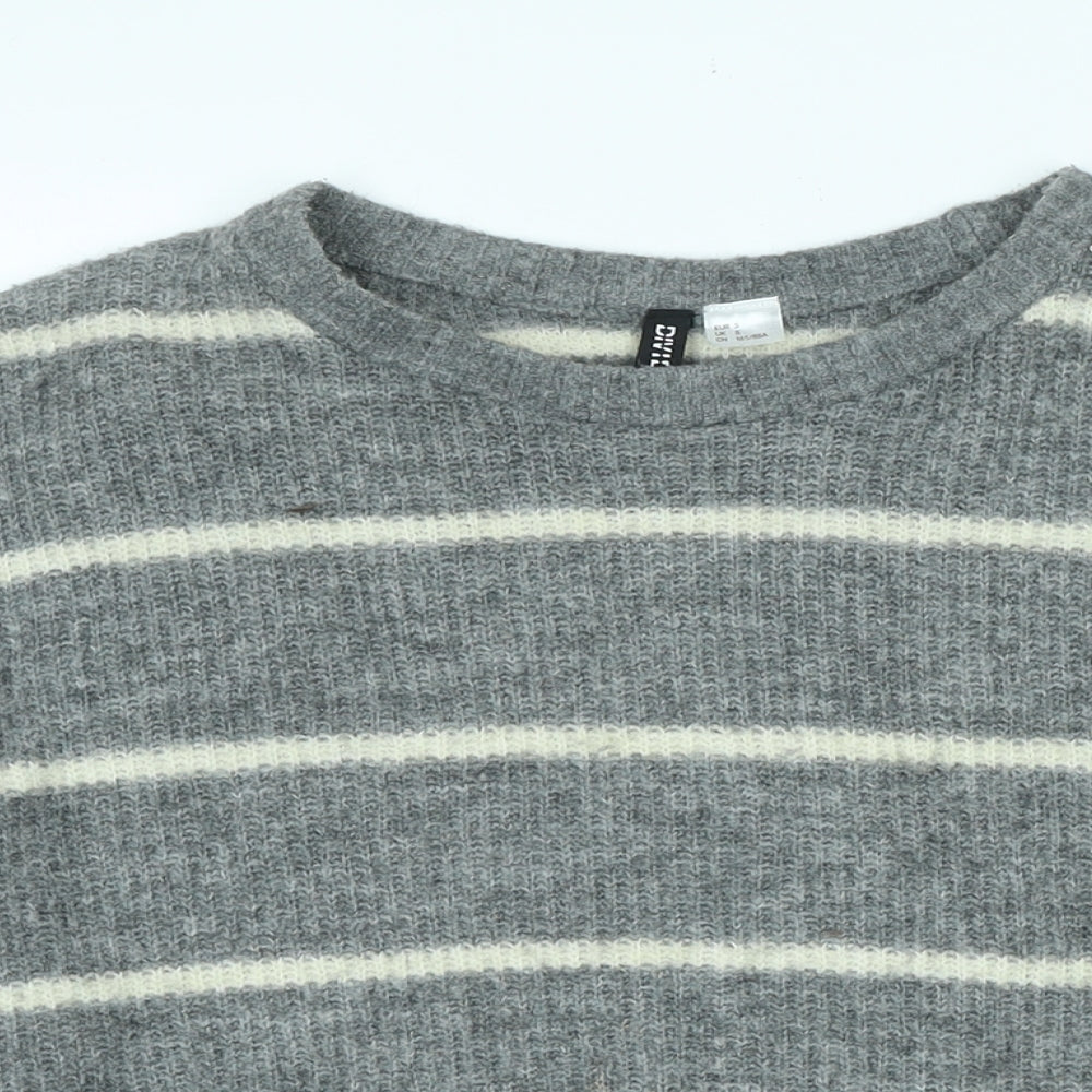 Womens UK Size S Divided Grey Pullover Jumper