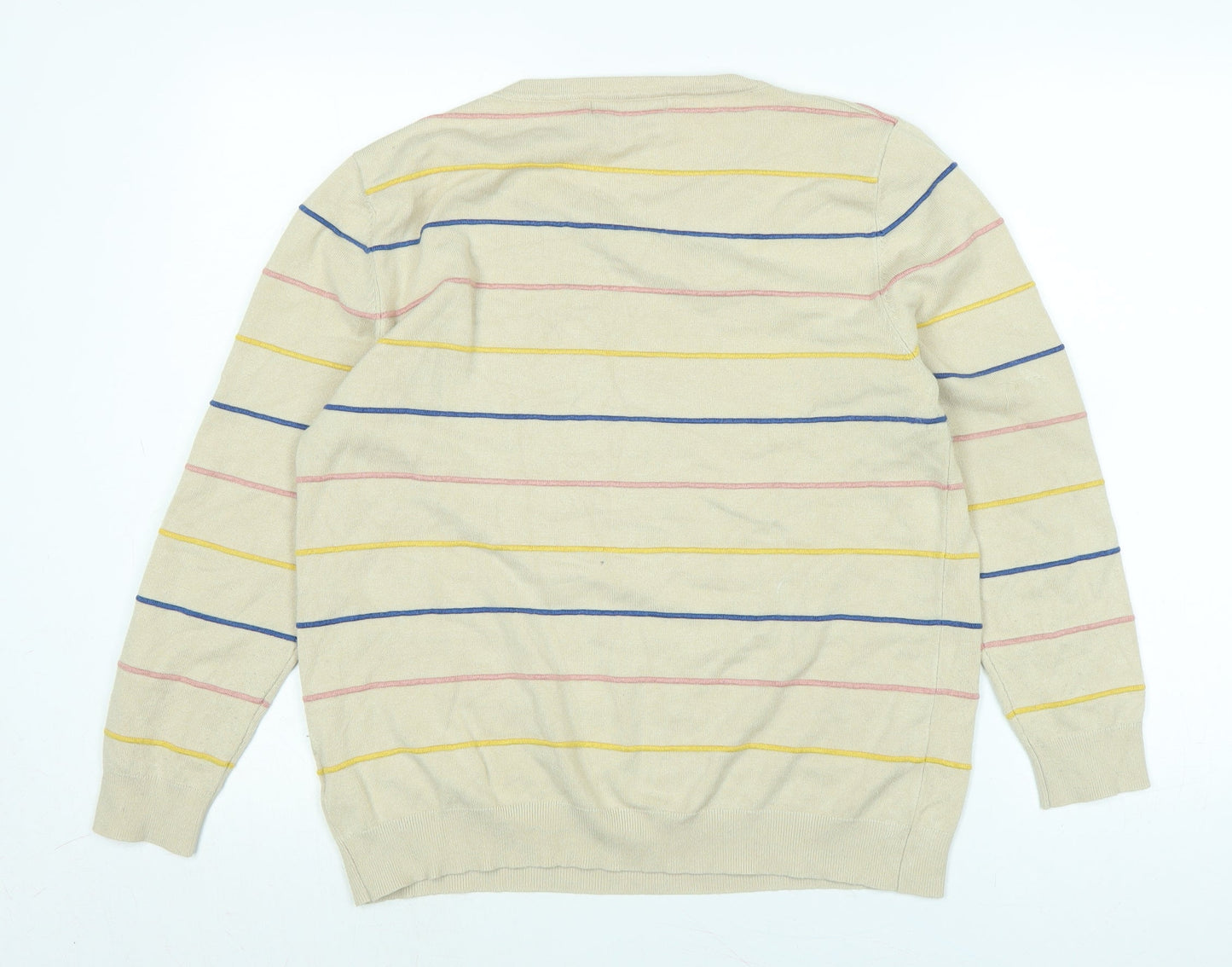 Just Elegance Womens Beige Boat Neck Striped Viscose Pullover Jumper Size L