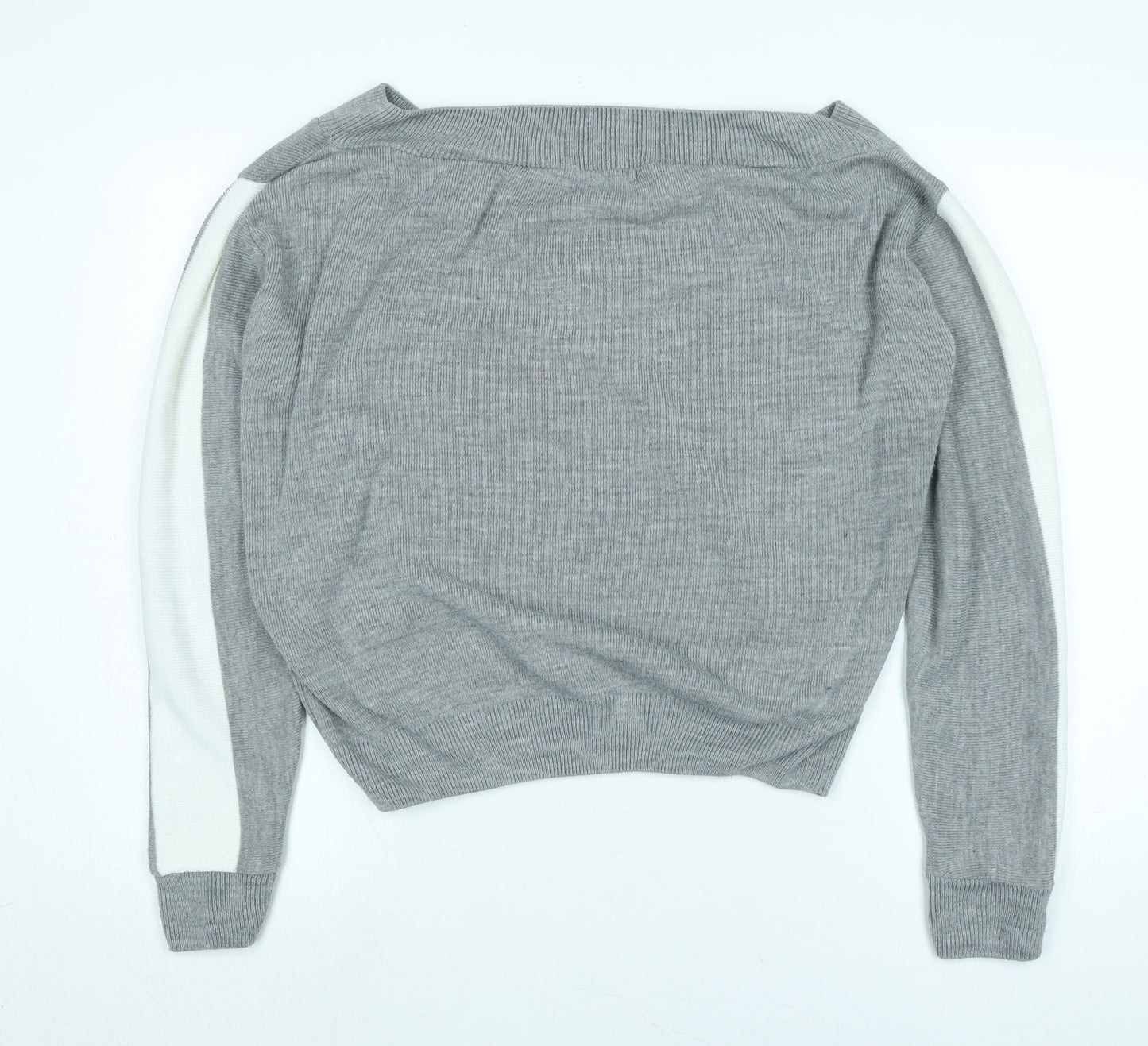 Unique 21 Womens Grey Boat Neck Acrylic Pullover Jumper Size 12