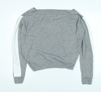 Unique 21 Womens Grey Boat Neck Acrylic Pullover Jumper Size 12