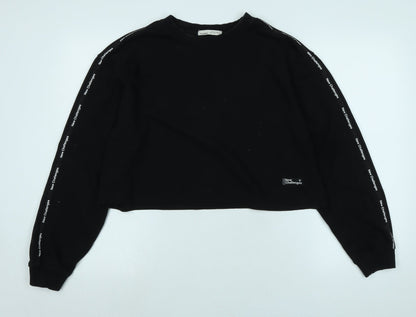 Womens UK Size L Pull&Bear Black Pullover Sweatshirt