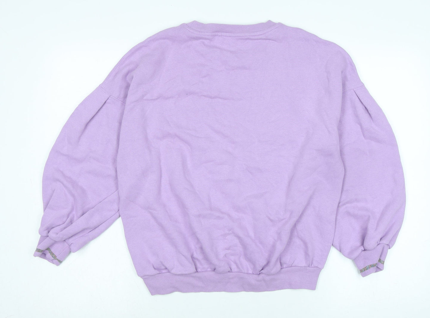 NEXT Girls Purple Polyester Pullover Sweatshirt Size 15 Years - Glitter band to cuffs.