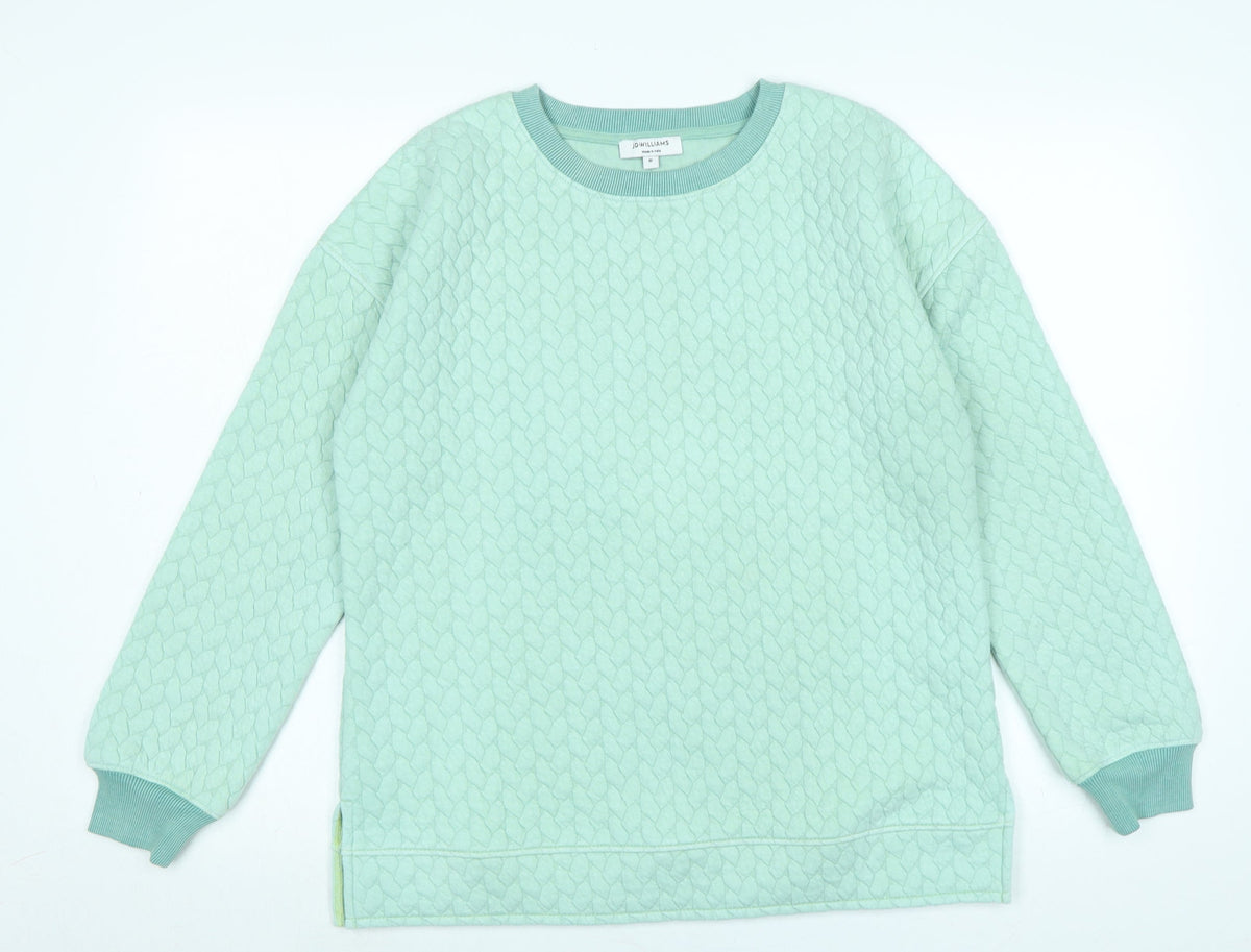Additional front view of JD Williams women’s green polyester pullover sweatshirt, size UK 10