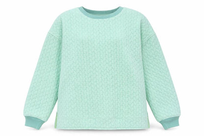 Front view of JD Williams women’s green polyester pullover sweatshirt, size UK 10