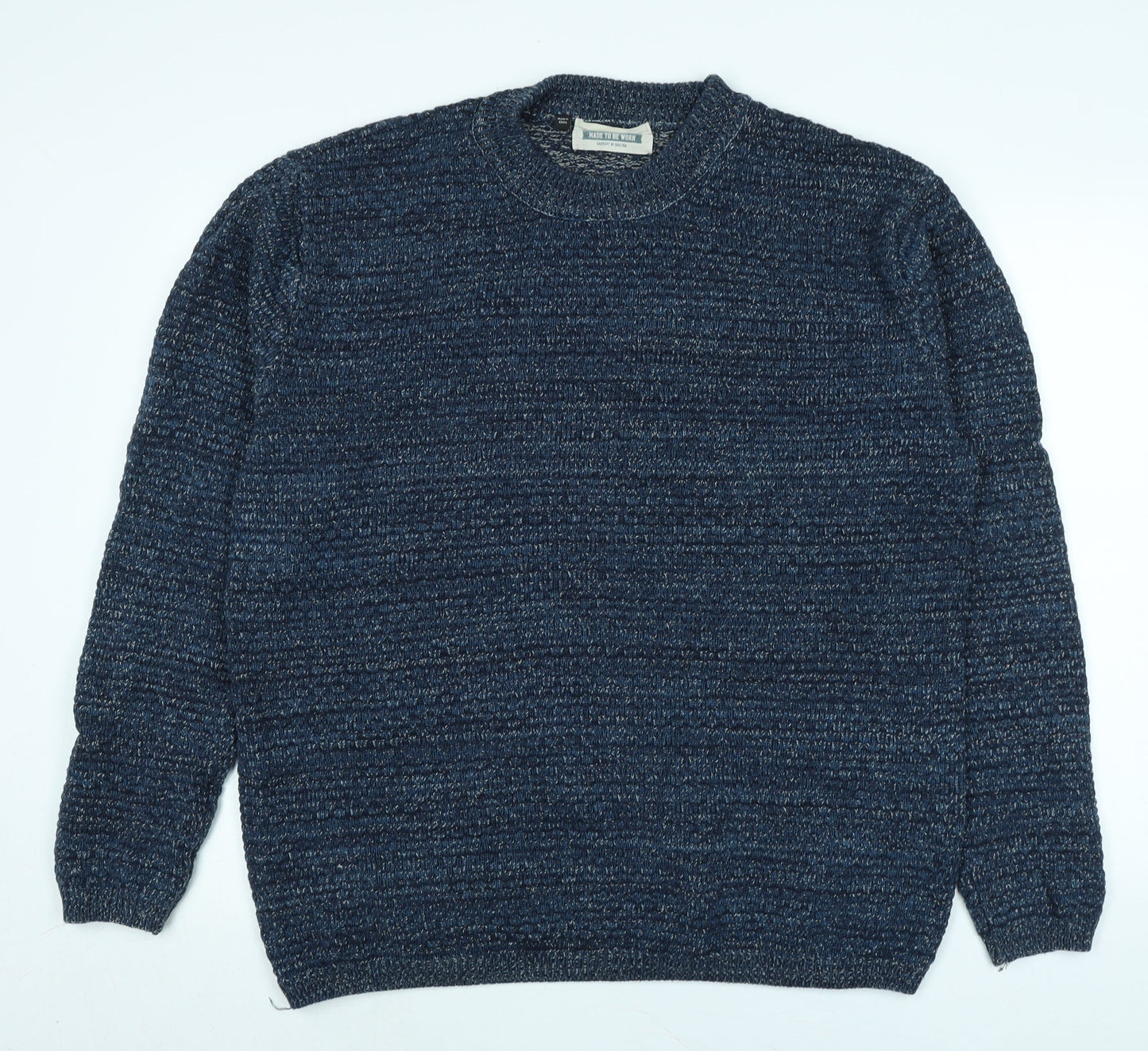 Jacamo Mens Blue Crew Neck Cotton Pullover Jumper Size XL Long Sleeve