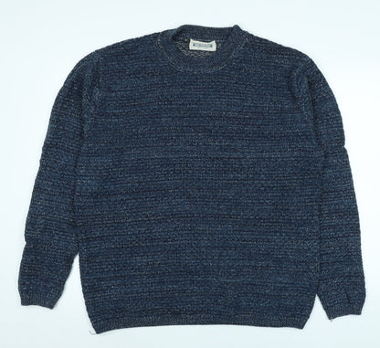 Jacamo Mens Blue Crew Neck Cotton Pullover Jumper Size XL Long Sleeve