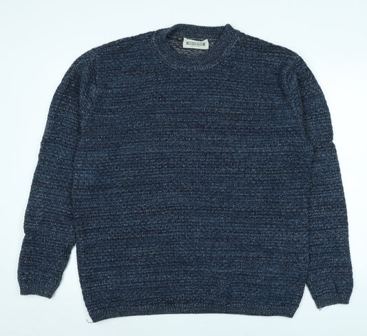 Jacamo Mens Blue Crew Neck Cotton Pullover Jumper Size XL Long Sleeve