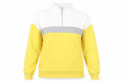 New Look Womens Yellow Colourblock Cotton Pullover Sweatshirt Size 10 Zip