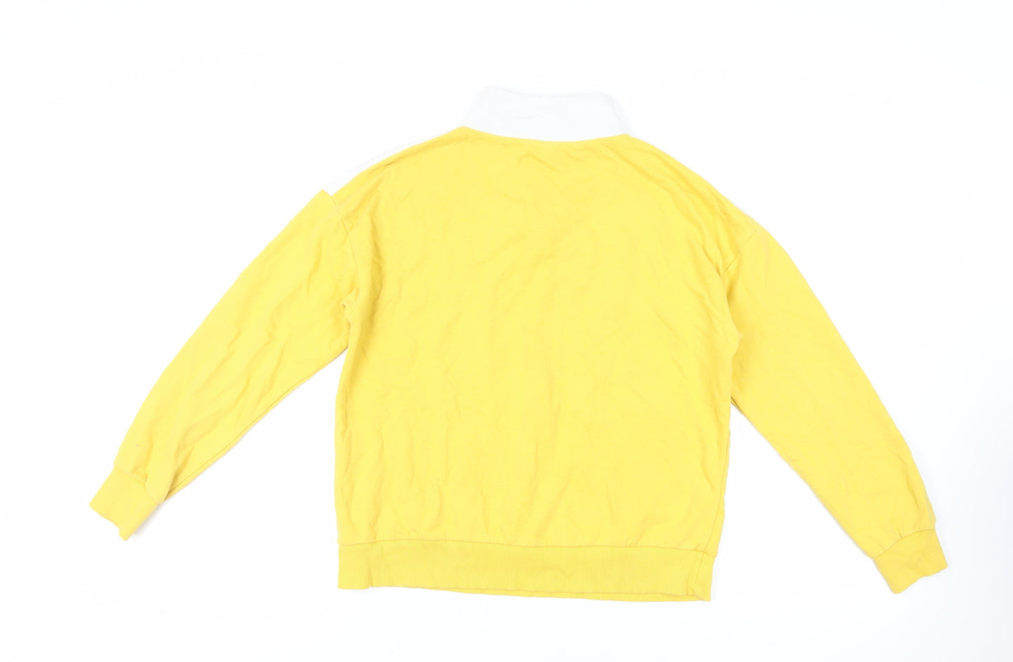 New Look Womens Yellow Colourblock Cotton Pullover Sweatshirt Size 10 Zip