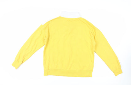 New Look Womens Yellow Colourblock Cotton Pullover Sweatshirt Size 10 Zip