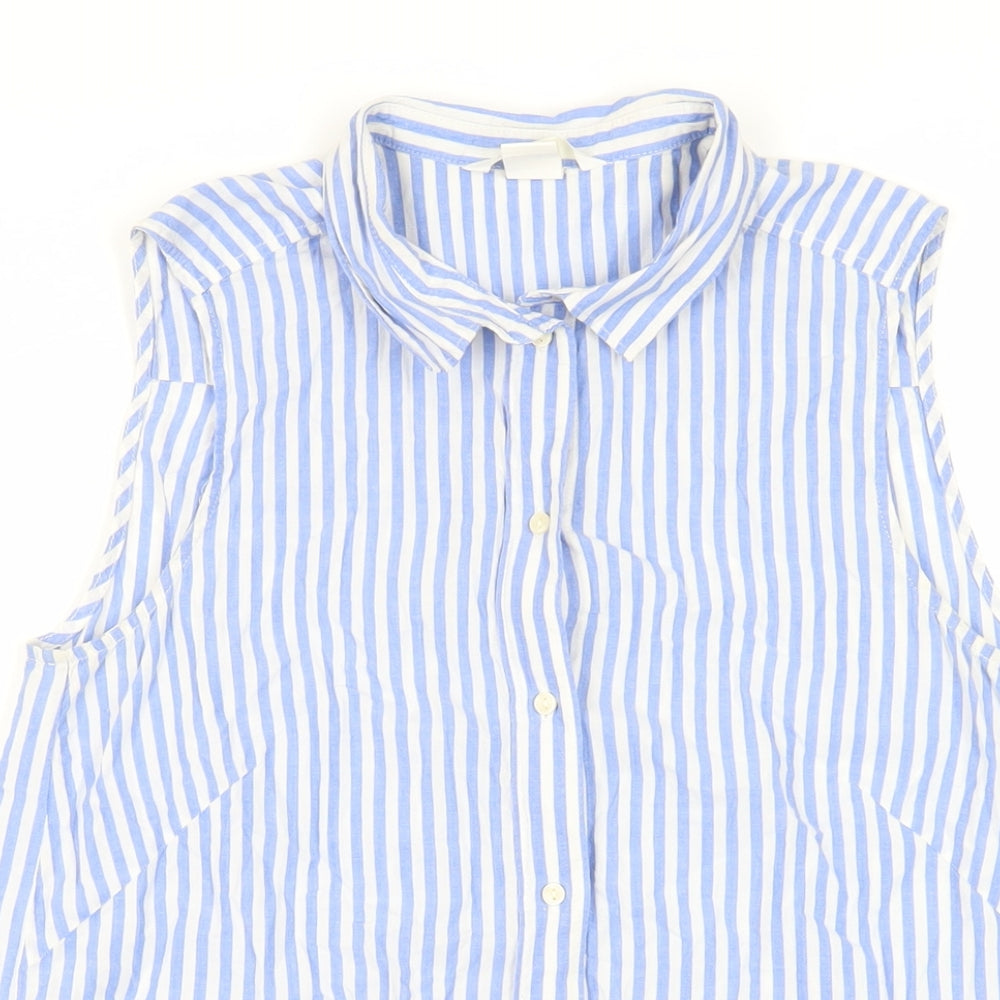 Womens UK Size 6 H&M Blue Basic Button-Up