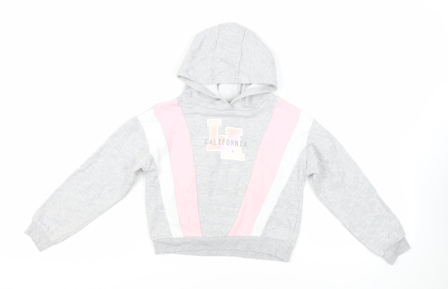 California Girls Grey Colourblock Cotton Pullover Hoodie Size 8-9 Years Pullover
