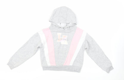 California Girls Grey Colourblock Cotton Pullover Hoodie Size 8-9 Years Pullover