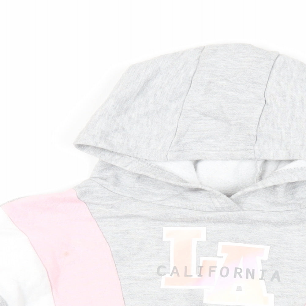 California Girls Grey Colourblock Cotton Pullover Hoodie Size 8-9 Years Pullover