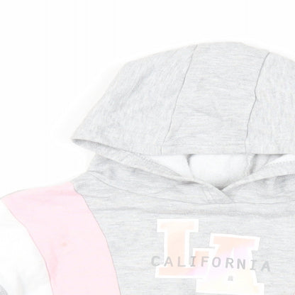 California Girls Grey Colourblock Cotton Pullover Hoodie Size 8-9 Years Pullover