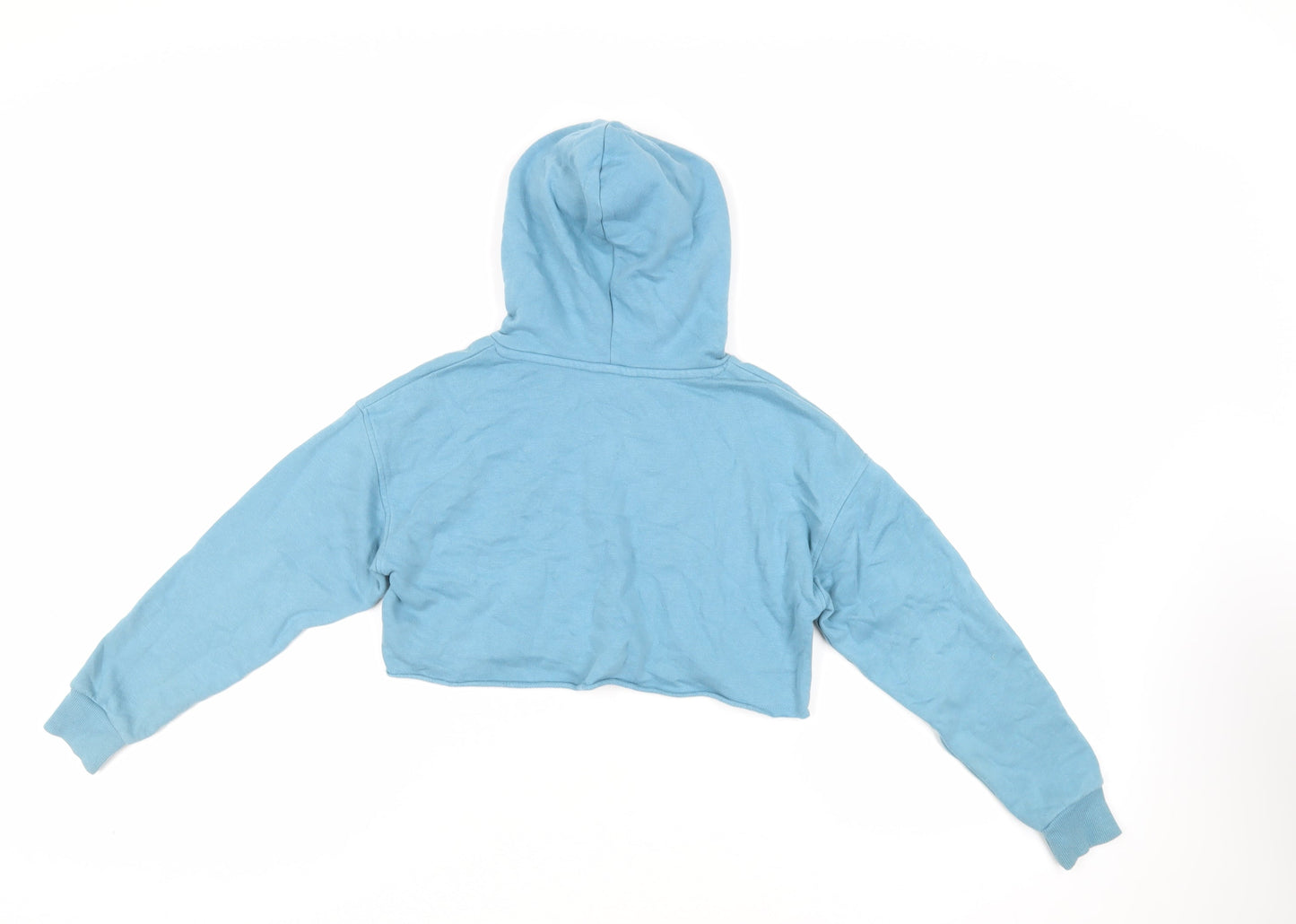Montana Girls Blue Cotton Pullover Hoodie Size 10 Years Pullover - Cropped