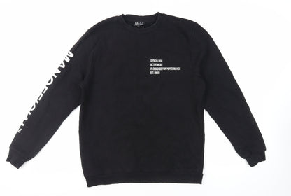 Mens UK Size L Boohoo Man Black Pullover Sweatshirt