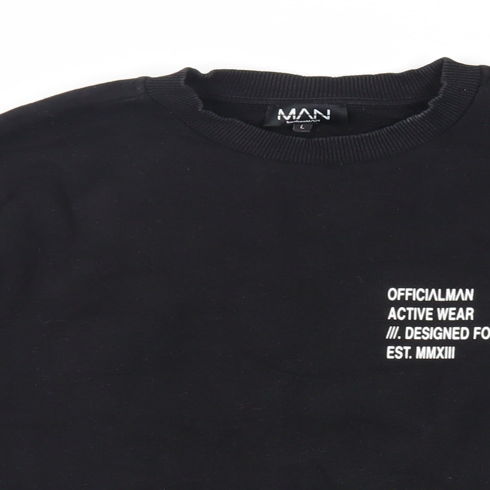 Mens UK Size L Boohoo Man Black Pullover Sweatshirt