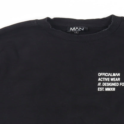 Mens UK Size L Boohoo Man Black Pullover Sweatshirt