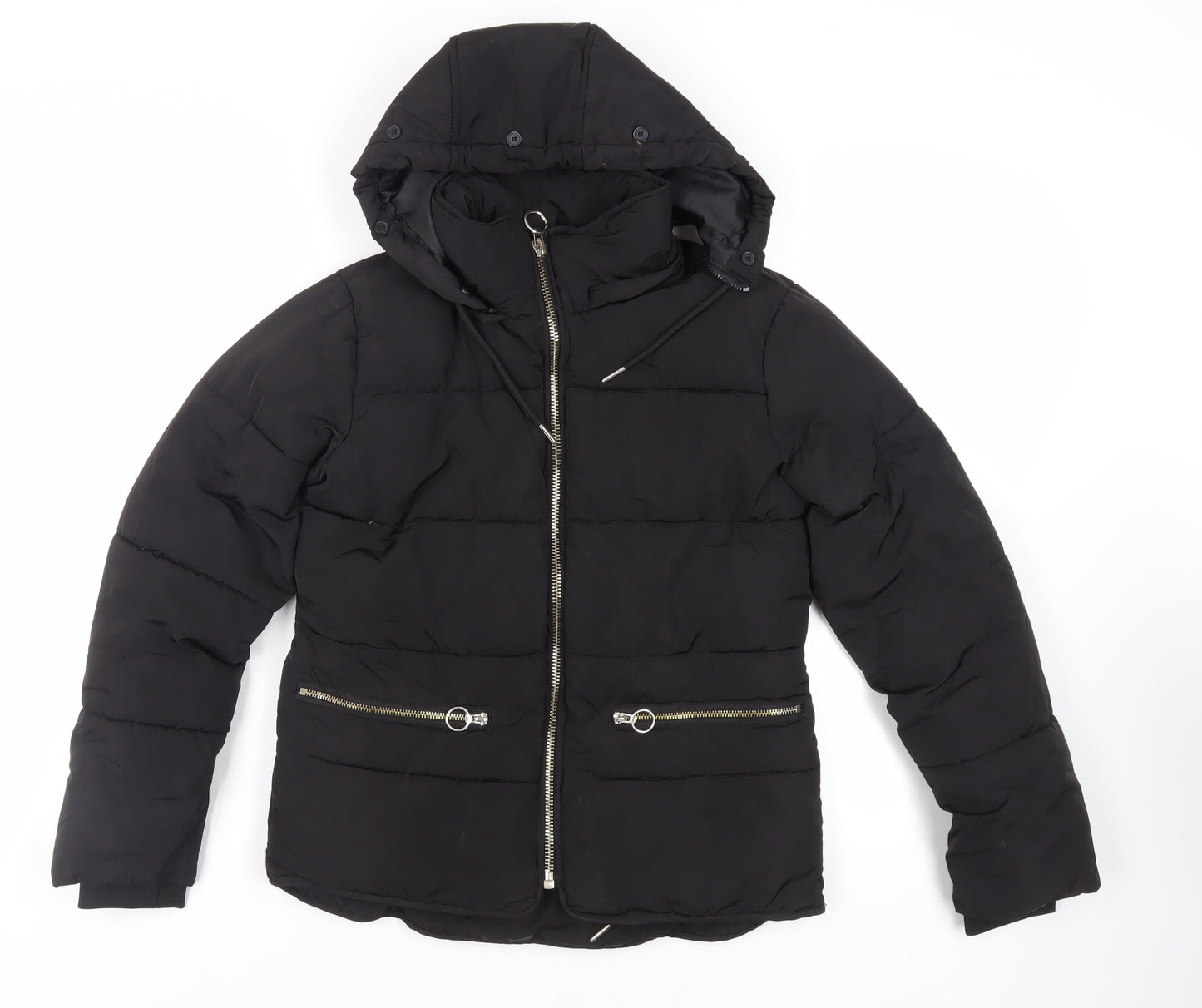 Womens UK Size 8 Topshop Black Puffer Jacket