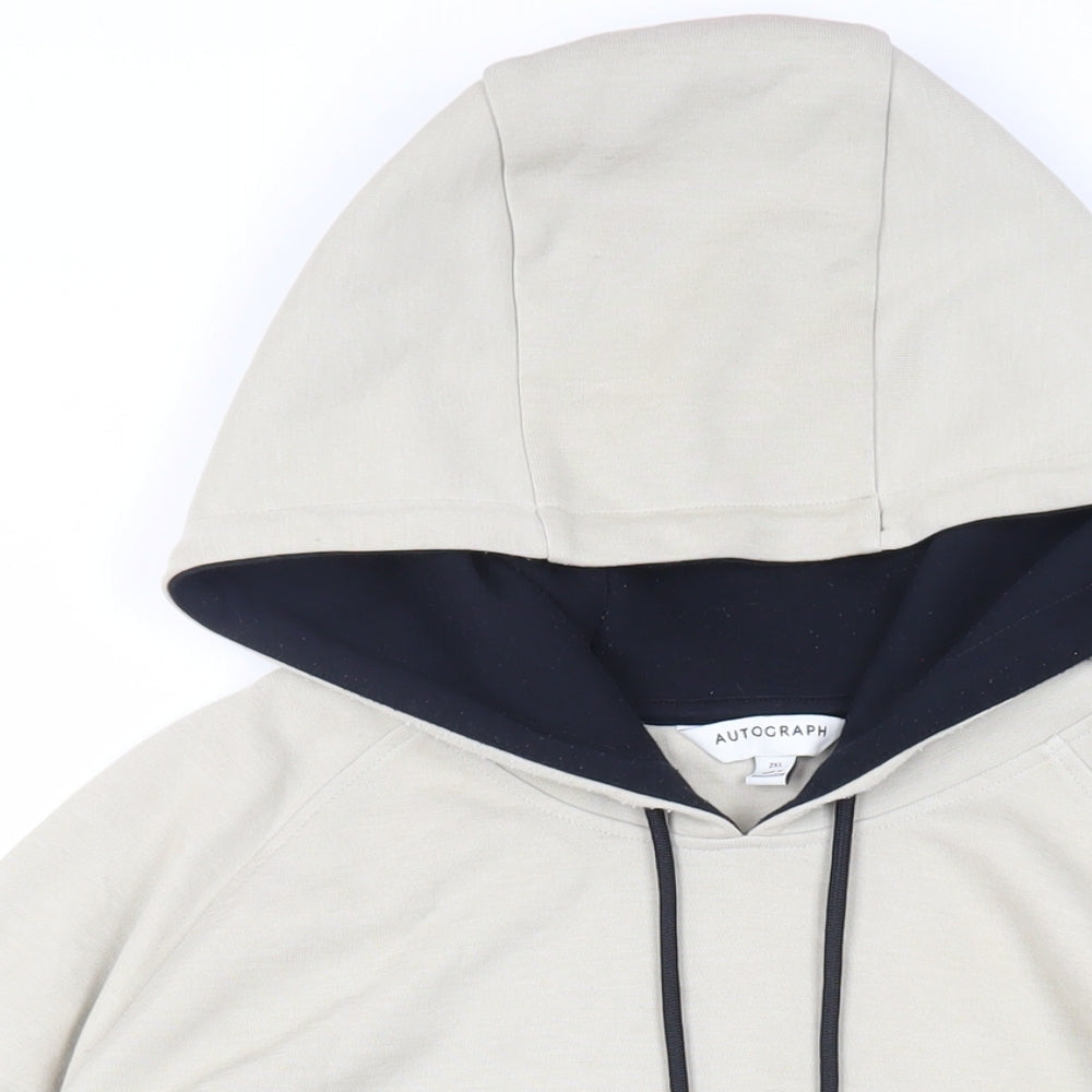 Autograph Mens Beige Cotton Pullover Hoodie Size 2XL - Pockets